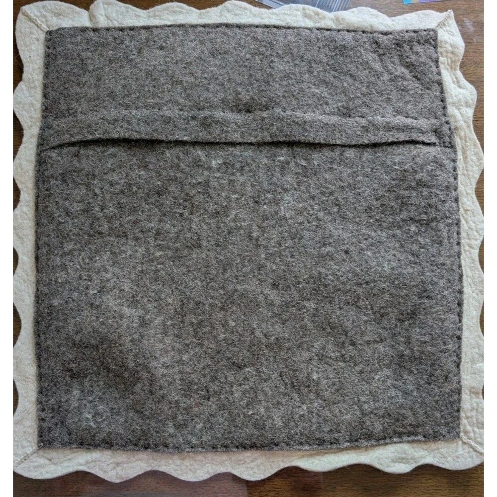 ARCADIA HOME WOOL FELT SNOWFLAKE PILLOW COVER GRAY
